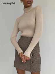 Sumuyoo 2022 Basic Turtleneck Women Sweaters Autumn Winter Tops Slim Women Pullover Knitted Sweater Jumper Soft Warm Pull