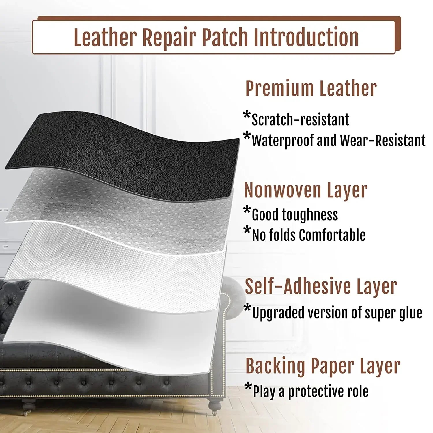 Leather Repair Patch for Sofa Car Seats Jacket Kit Self-Adhesive PU Sticker  Fix