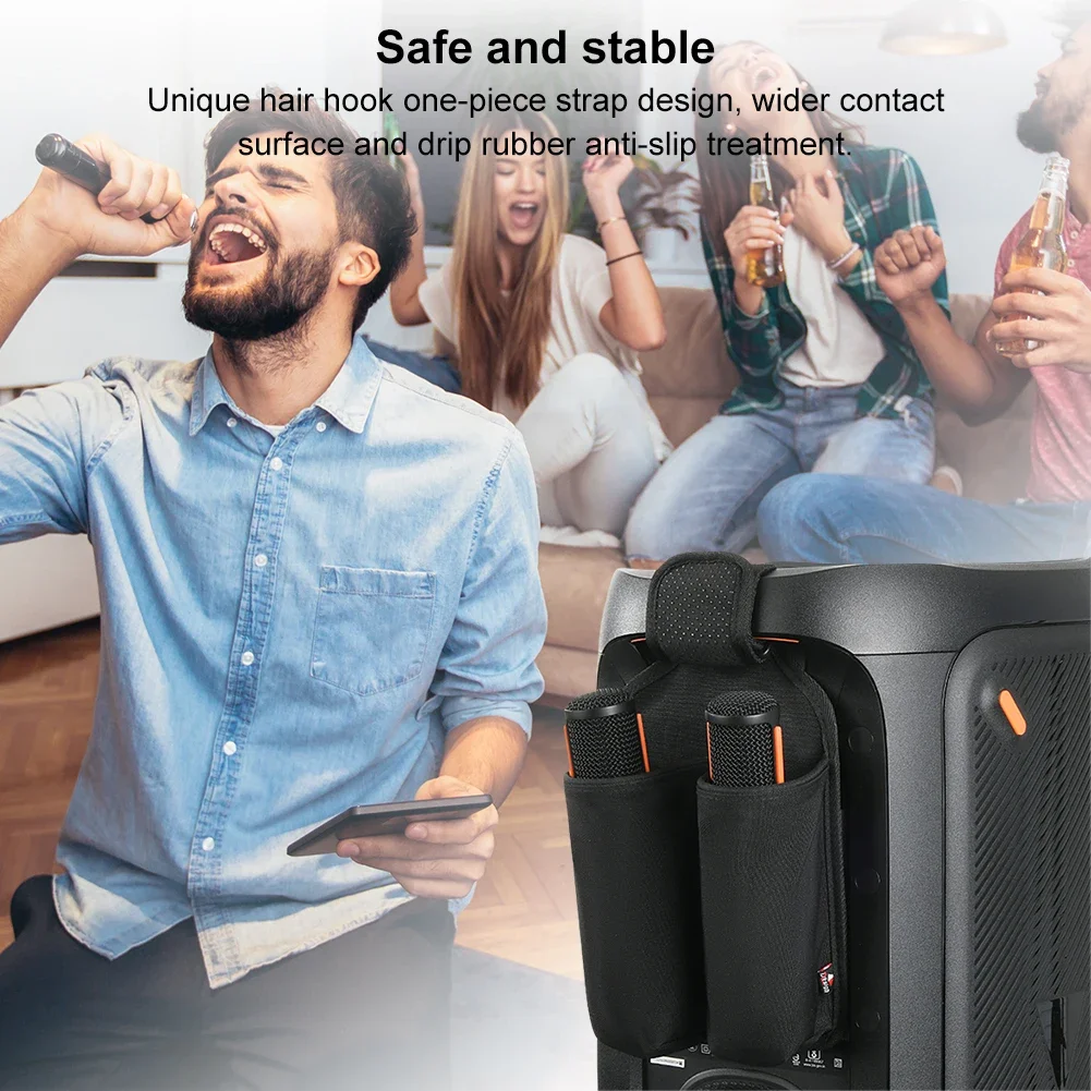 Mic Hanger Storage Holder Mic Organizer Bag Microphone Storage Bag for JBL PartyBox Wireless Microphone Accessories