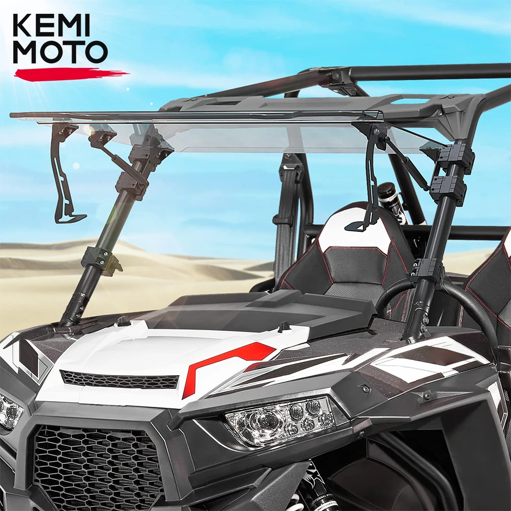 KEMIMOTO Front Folding Flip Windshield Compatible with Polaris RZR XP/XP 4 1000 Turbo S/S4 900 1000 Trail S 900 1000 2014-2018