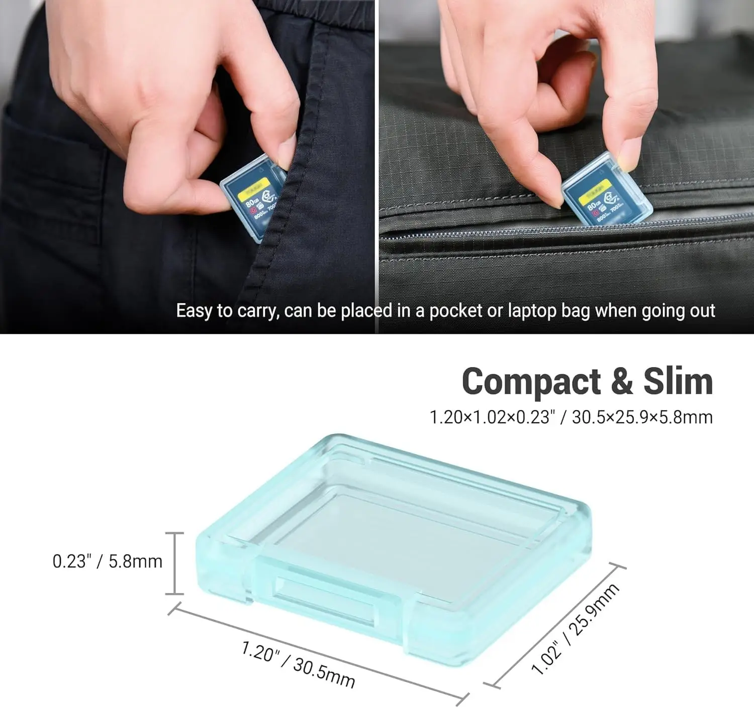 Memory Card Case Holder for 6 /12 PCS CFexpress Type-A Anti-Shock Clear Plastic Memory Card Organizer Carrying Case with Label