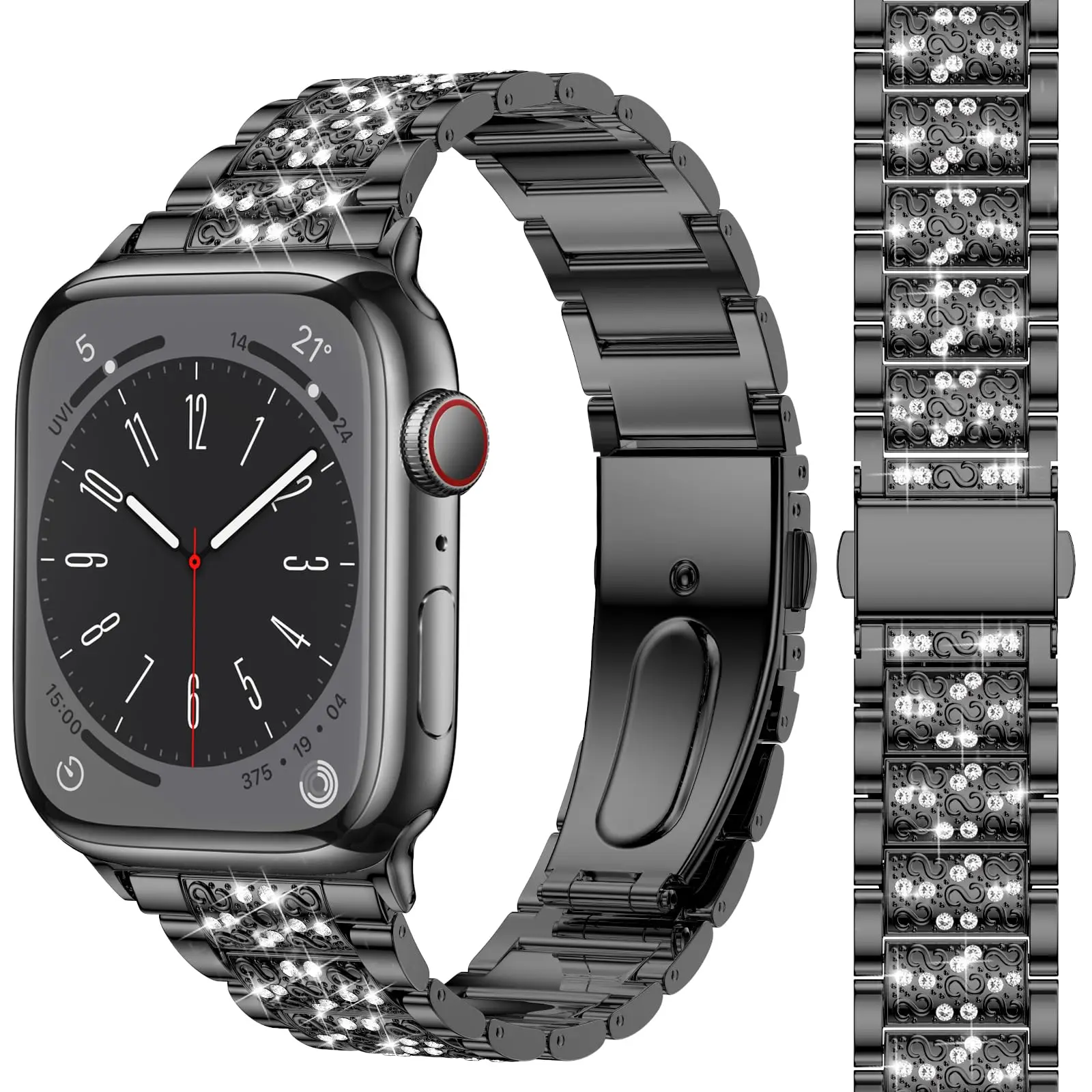 Elegant Diamond Bling Metal Bracelet Watch Strap