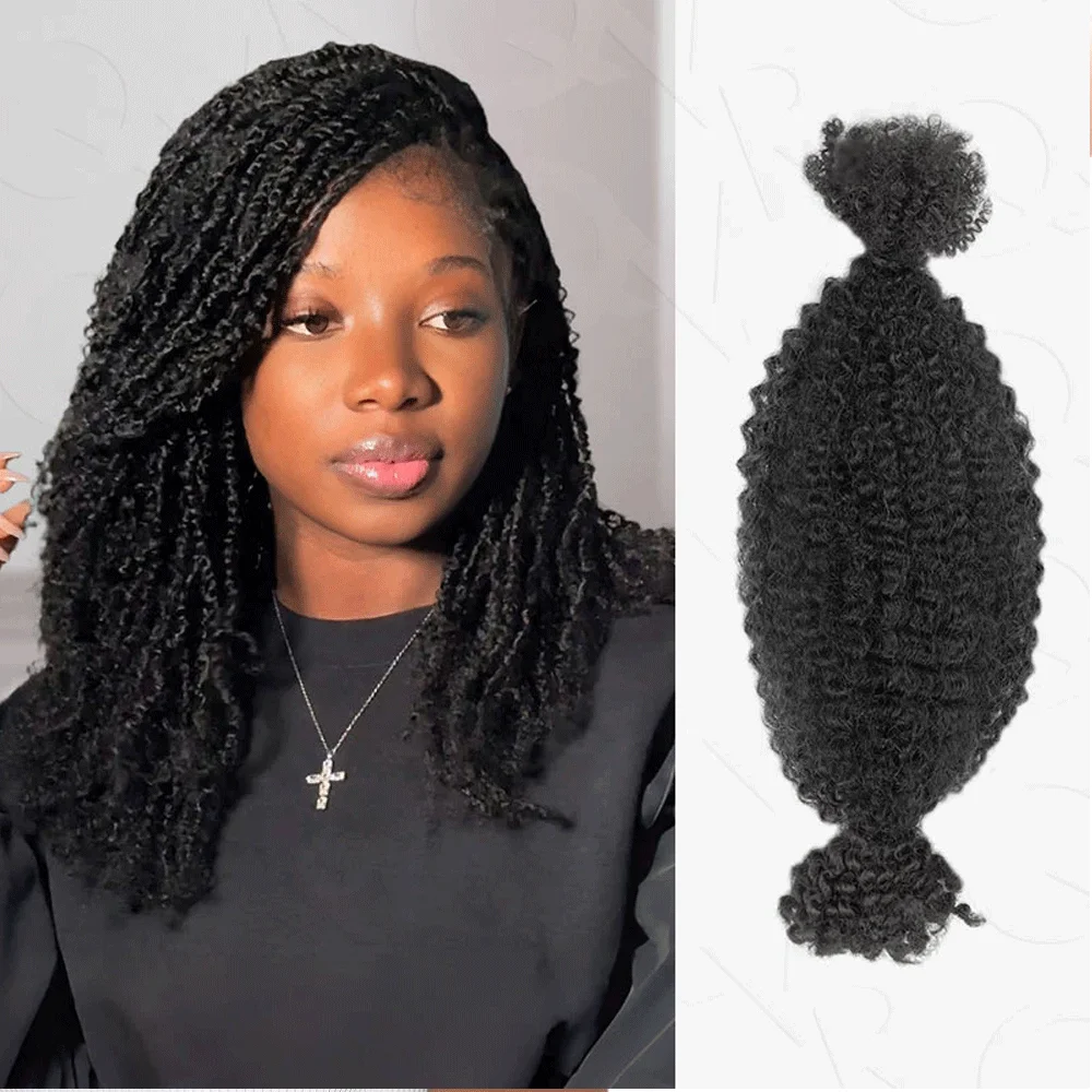 Malaysia Remy Afro kinky Curly Bulk Human Hair For Braiding Dreadlock Extension Loc Repair Twist 50g/pc Natural Braids Hair human hair extensions human hair for braiding