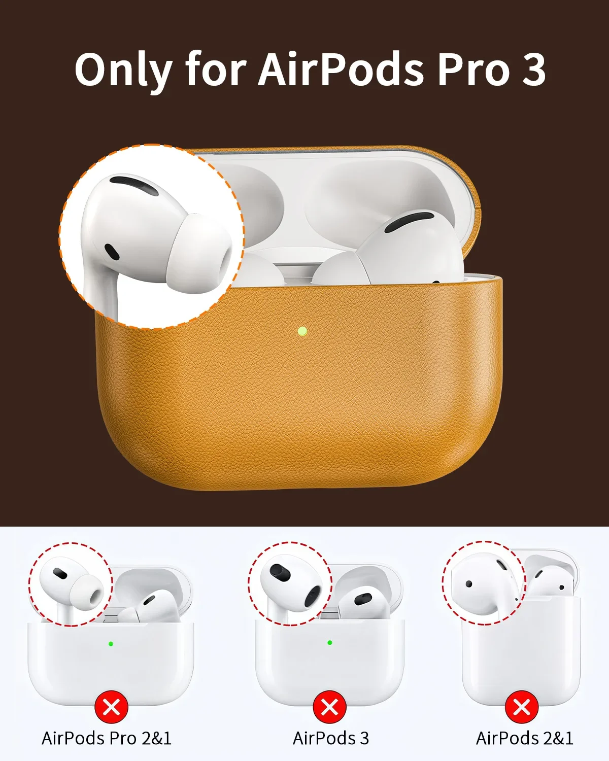Eary for Airpods Pro 3rd Case with Keychain Genuine Leather Protective Sleeve Shockproof Full Cover Earphone Case for Women Men