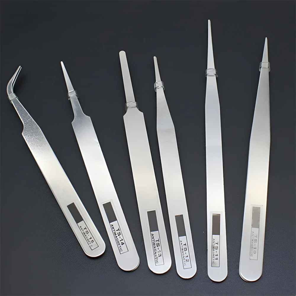 6pcs Watch Repair Tool Professional Stainless Steel Straight Curved Tweezer Watchmaker Detail Repair Tools for Mechanical Quartz