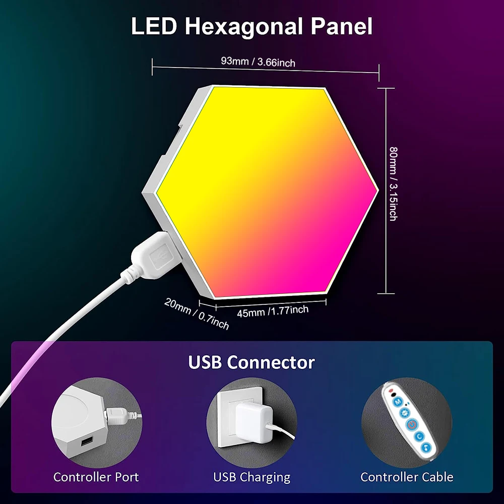 RGB Smart lampada da parete esagonale che cambia colore luce notturna ambientale forma fai da te musica ritmo APP per sala giochi camera da letto intelligente