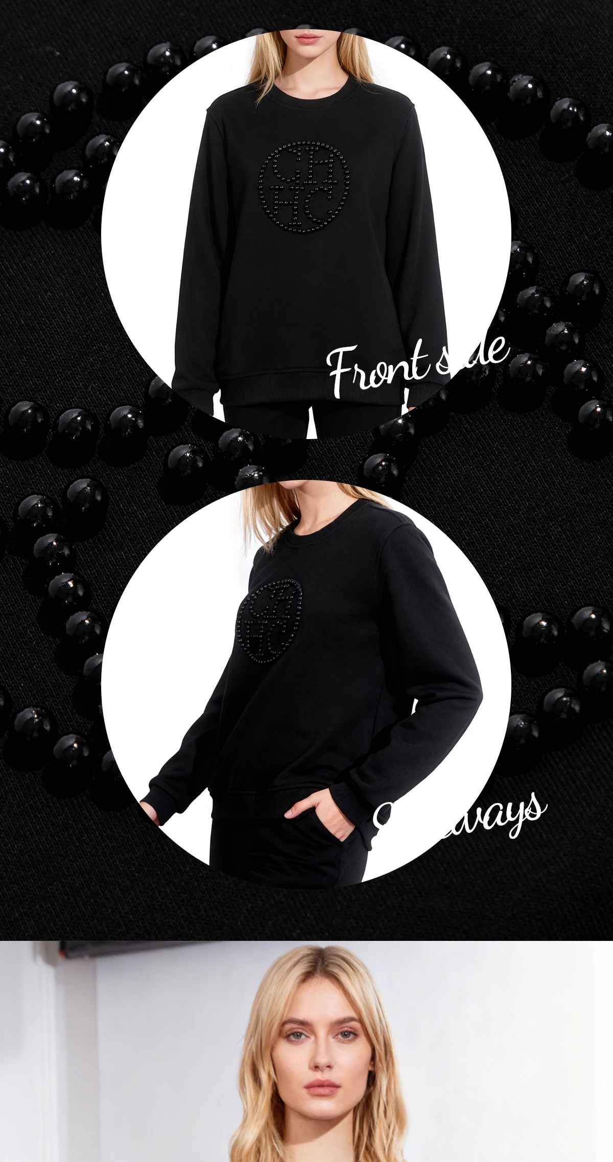 CHCH Women's Pullover Autumn Winter Casual Home Commuting Female Classic Hoodie New Fashion Bead Design Ladies Long Sleeved Tops