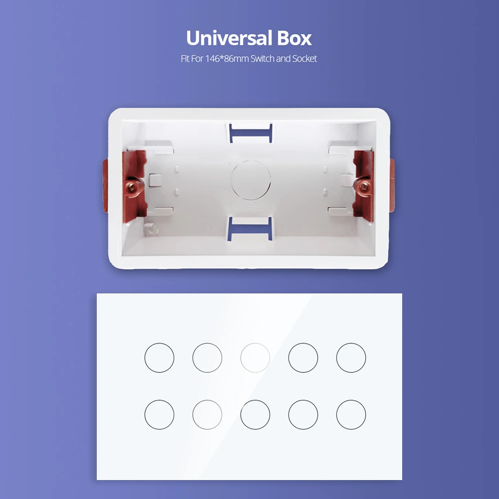 10Gang Universal Cassette Junction Box Home Wall Bottom Box Thickened Fire Retardant Connected into Wall Smart Switch