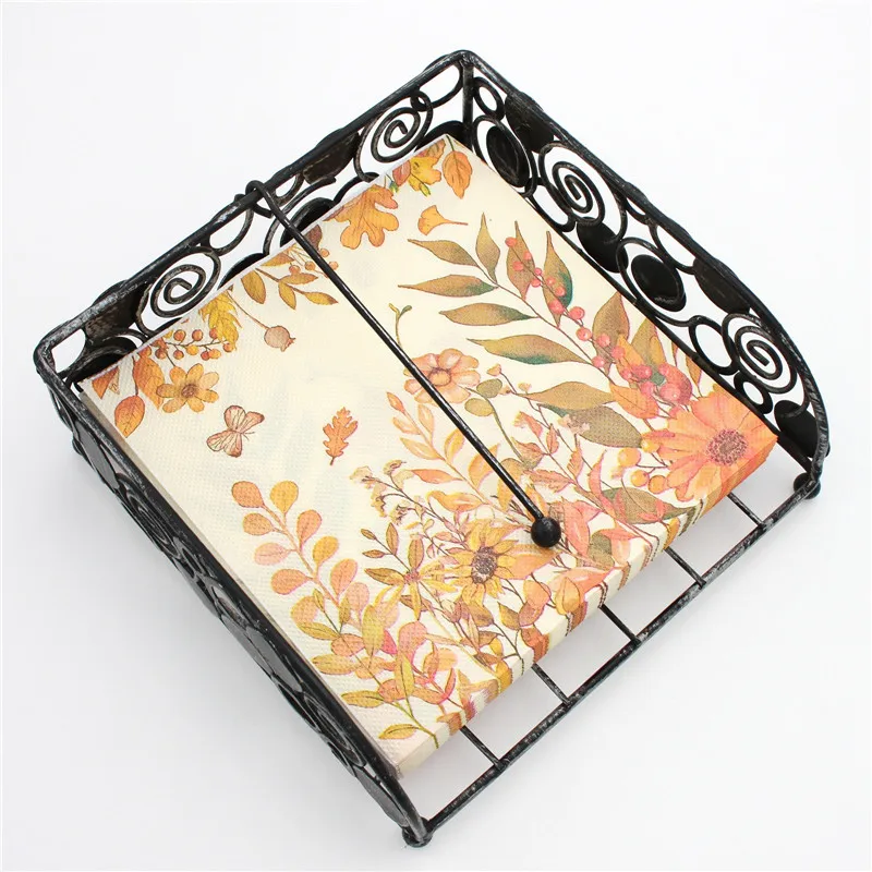 20Pcs/Pack Fall Colors Plant Flower Printed Table Dinner Napkins Paper Party Restaurant Decoration