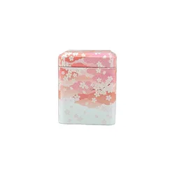 Vintage Square Iron Tea Storage Canister Tin Jar, Sealed Container (Pink)