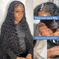 Perruques Lace Front 13x4 Water Kinky Curly 30 pouces, Ondes profondes brésiliennes lâches, Frontal HD, Sans colle, Pour femmes, Cheveux humains Remy 3