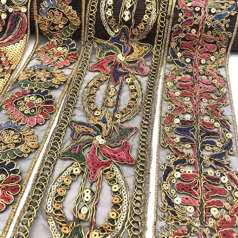 Lace Ribbon Lace Sewing Supplies Lace Sewing Accessories 1 Yards Flower Embroidery Lace Trim Sequined Ethnic Ribbon DIY Sewing Supplies for Clothes Dress Designer Fabric