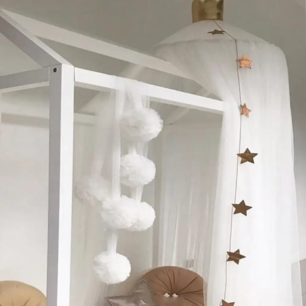 1 Pcs Chiffon Pom Balls For Home Kids Baby Bed Net Hanging Decoration Bedroom Mosquito Net Ornament Accessories Gift