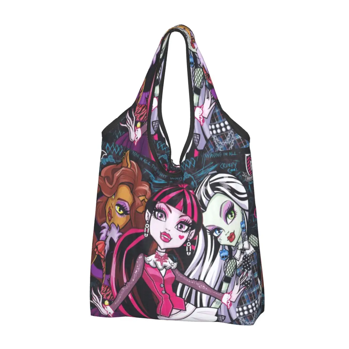Kawaii Ragazza Riutilizzabile Shopping Sacchetti Della Spesa Pieghevole 50Lb Capacità Di Peso Draculaura Monster High Eco Bag Eco-Friendly Ripstop