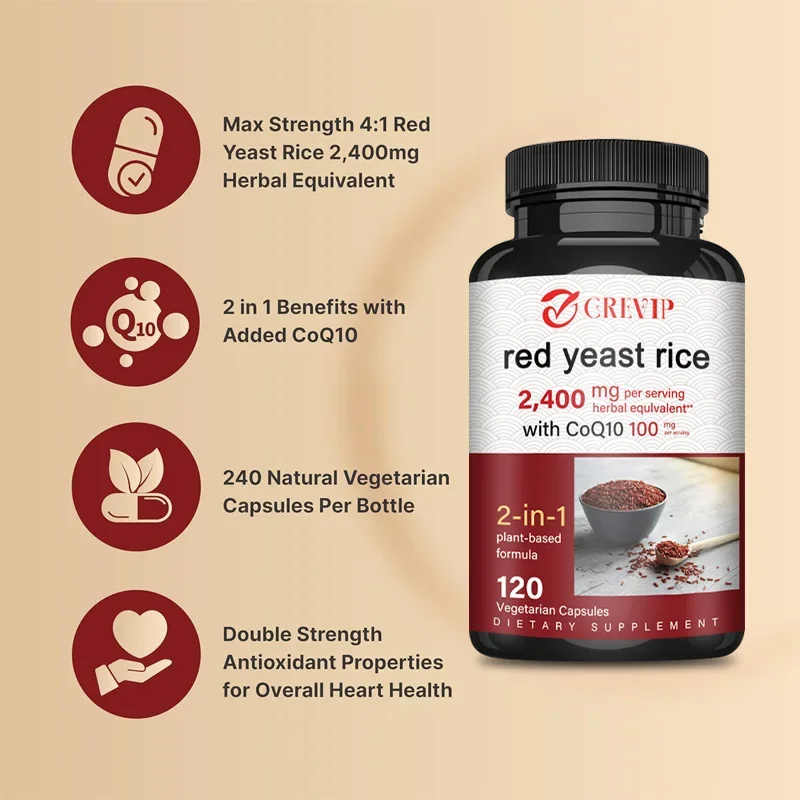 Red Yeast Rice Capsules-Benefits Cardiovascular Blood Circulation, Heart Health and Energy Production