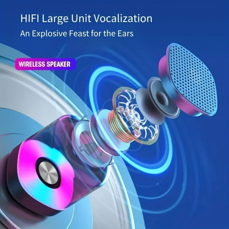 RGB 조명이 포함된 무선 스피커, 실외 오디오, 휴대용, 무선 스피커, 시끄러운 스테레오, 활활 타오르는 베이스, 가정용 미니 스피커, 자동차, O