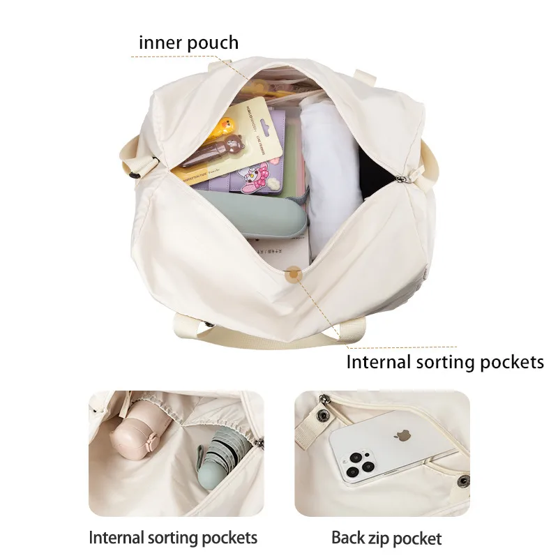 Travel Bags Oxford Foldable Duffels Sports Travel Tote Gym Shoulder Weekender Overnight 37L Waterproof Large Capacity Women