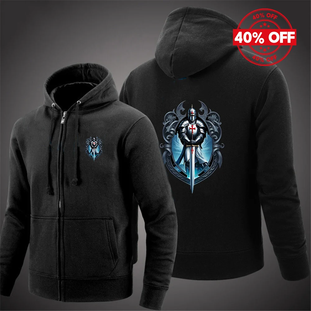 Mens Custom Hoodies Knights Templar Pattern Casual Coat