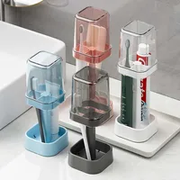 Minimalist Toothbrush Holder Set Compact Storage Organizer with Gargle Cup, Bathroom Tumbler, and Rack Space-Saving Bathroom 1