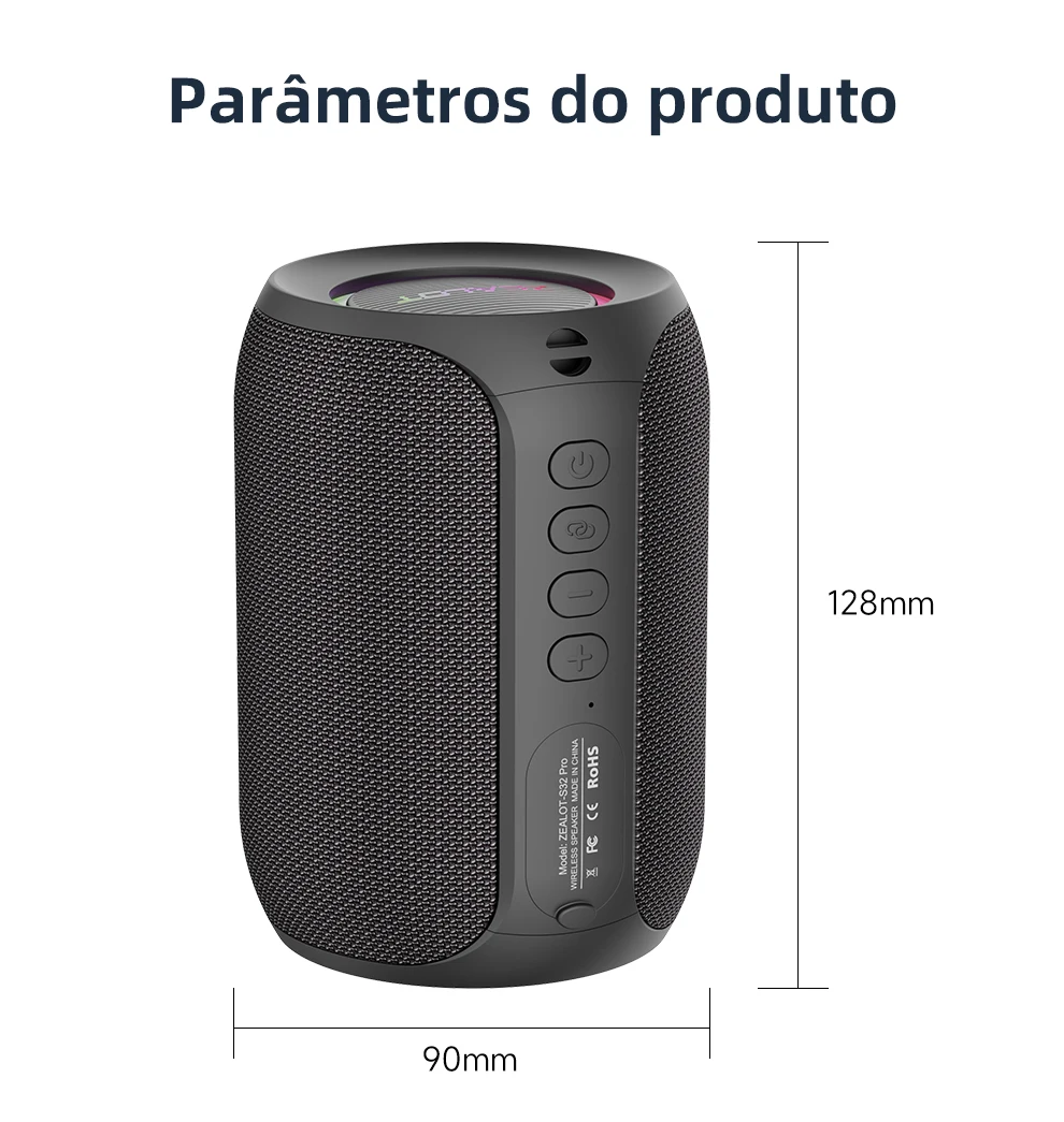 ZEALOT S32PRO Caixa de Som Bluetooth Portátil