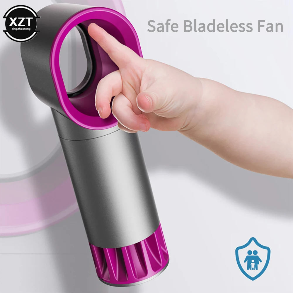 USB Charging Mini Handheld Fan Electric Bladeless Fan Portable Cordless Handheld Mini Cooler No Leaf Handy New