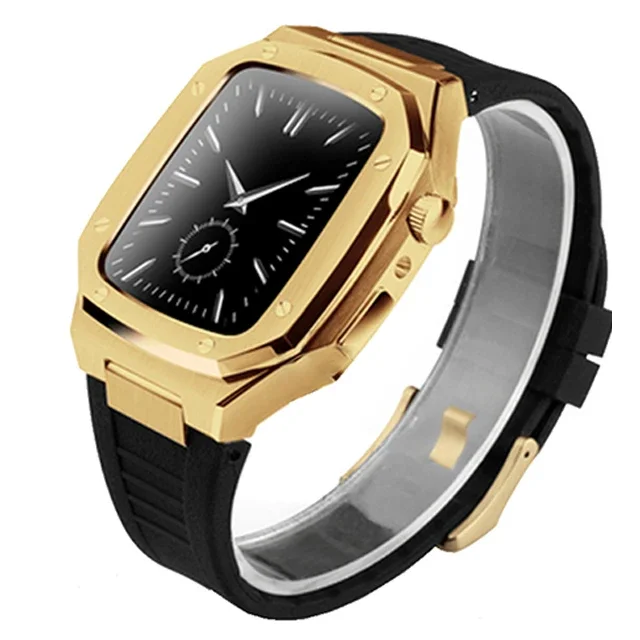 Luxury Stainless Steel Apple Watch Band with Metal Bezel Case