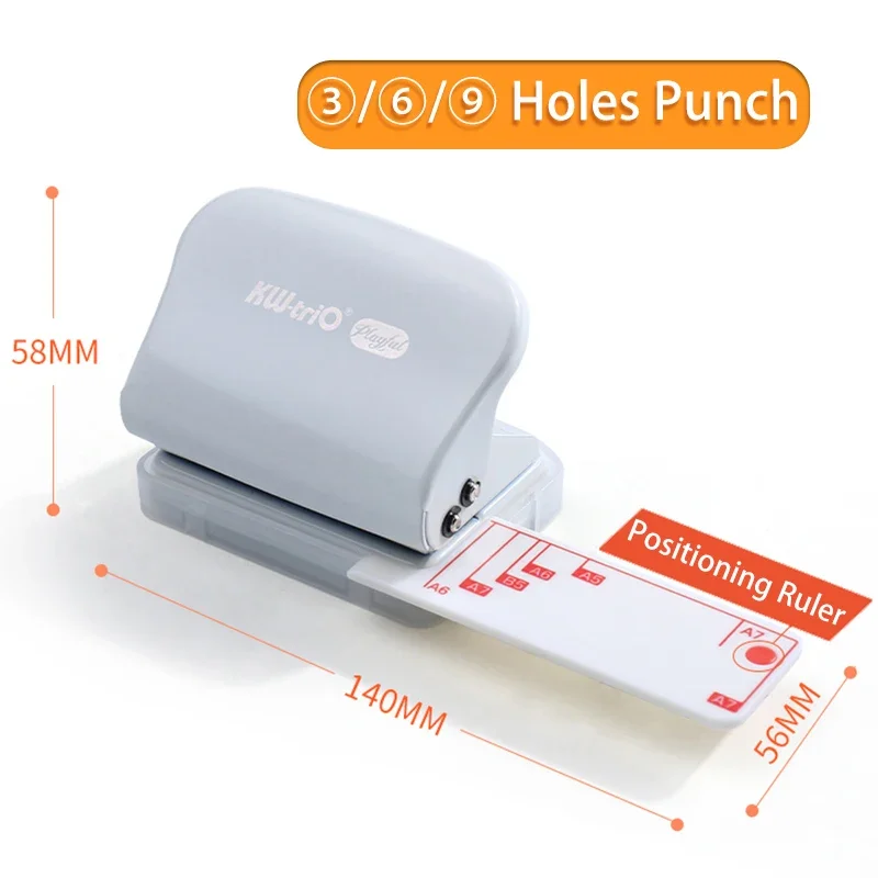 

Adjustable Paper Punch for A7 A6 A5 B5 Spiral Notebook 3/6/9 Holes Planner DIY Loose-leaf Puncher Scrapbooking Tools