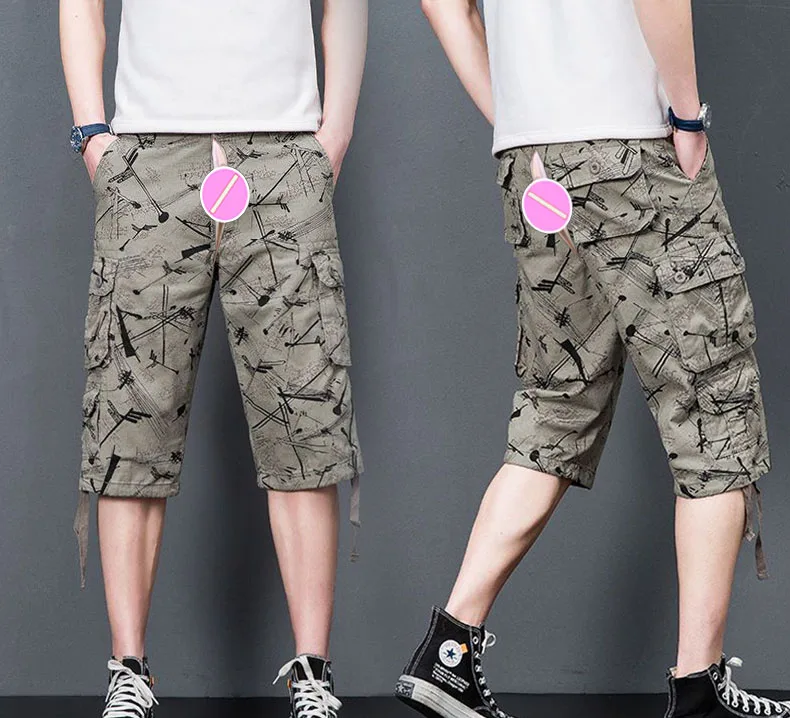 Invisible Open Crotch Outdoor Sex Pants Men's Shorts Summer Trendy Casual Sports Loose Straight Cotton Five Points Pirate Shorts