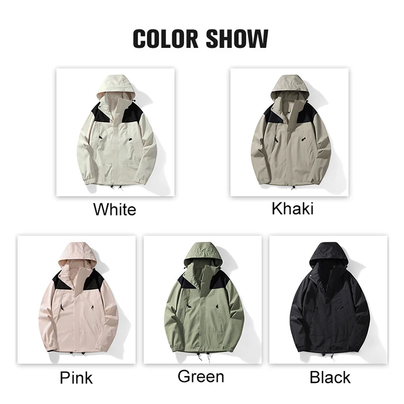 Oulylan Women Autumn Loose Waterproof Jacket Casual Fishing Climbing Hiking Hooded Outdoor Camping Windbreaker
