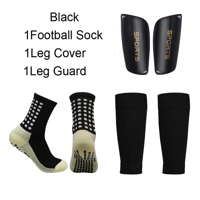 1 Combination set of adhesive point anti slip football socks and leg protection socks Leg Guard Volleyball Running Cycling Sock 2