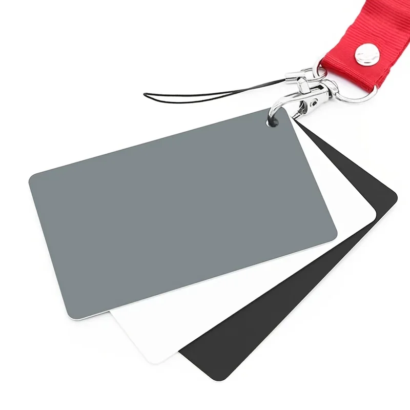 3-in-1 Balance Card-18 Degree White, Black, Grey S-Size with Neck Strap Calibration Gray Card for Digital Cameras, DSLR