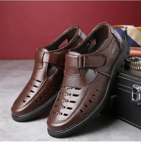 

New Summer Shoes Men Sandals Genuine Leather High Quality Men's Casual Shoes Male Brand Sandals Non-slip Plus Size 47 M413