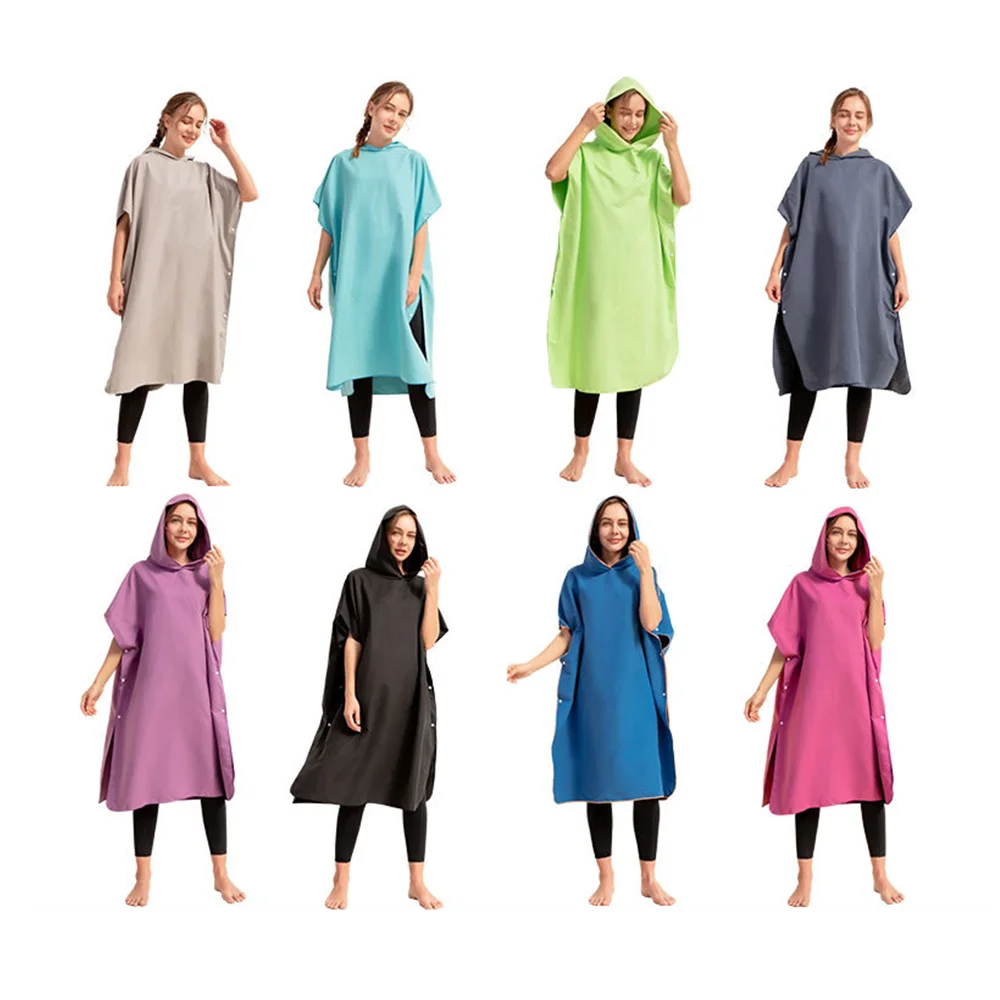 Microfiber Quick Dry Wetsuit Changing Robe Poncho towel With Hood for Swim, Beach, Lightweight, Beach Surf Poncho adults surf poncho changing towel quick dry robe with hood microfiber beach blanket bath swim towel grey