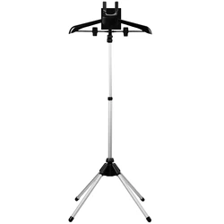 Telescopic Steaming Rack with Foldable Ironing Board and Garment Hanger (Black)