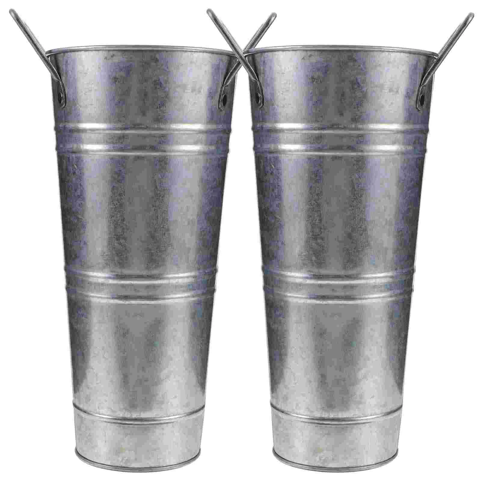 2 Pcs Milk Jug Retro Tin Barrel Vase Metal Vases for Flowers Flowerpot Bucket Centerpieces Buckets Galvanized 6