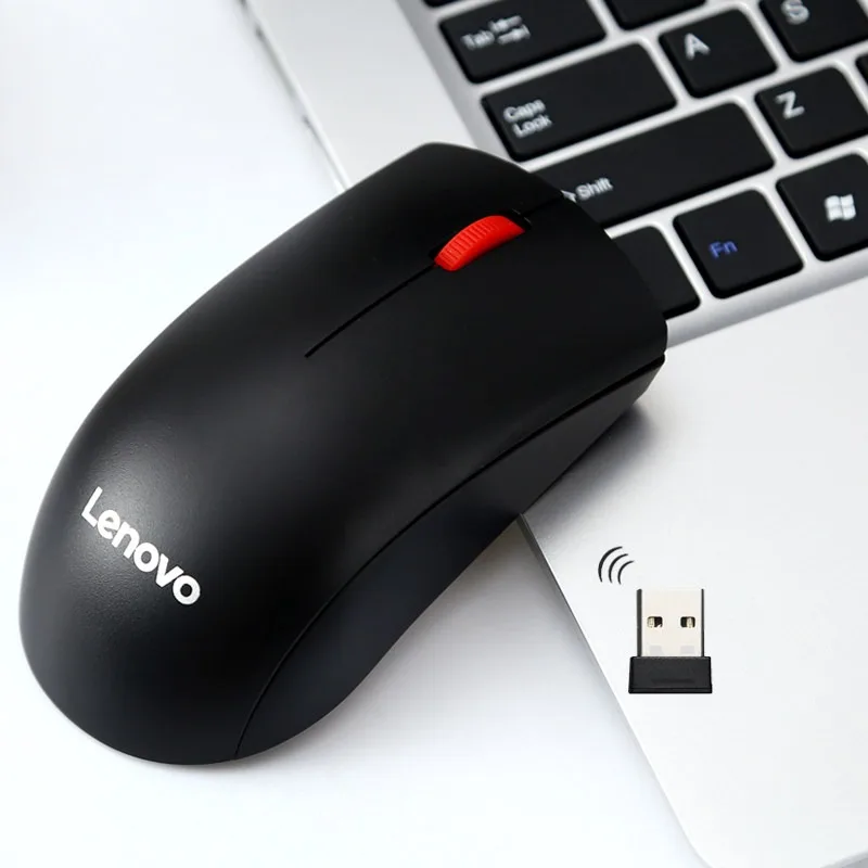 큰 빨간 점 디자인의 레노버 M120 프로 무선 마우스, USB 인터페이스, e스포츠 게임 및 노트북 액세서리에 적합