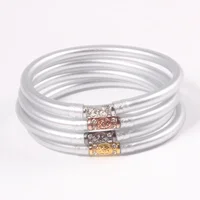 1PC Temple Tibetan Buddha Girl Bracelets Silicone Jelly Bangle Bracelet for Women Rhinestone Bracelet Jewelry 1