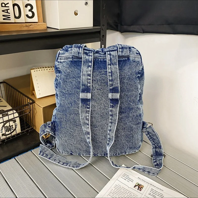Vintage Denim Women's Backpack Large Capacity Student School Bags For Girls Casual Ladies Travel Backpack
