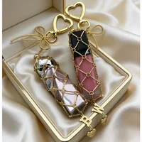 Custom Name 26 Alphabet Heart Key Chain Ins Style Gold Stainless Steel Metal Net Pocket Lipstick Bag Keychain Bag Accessories
