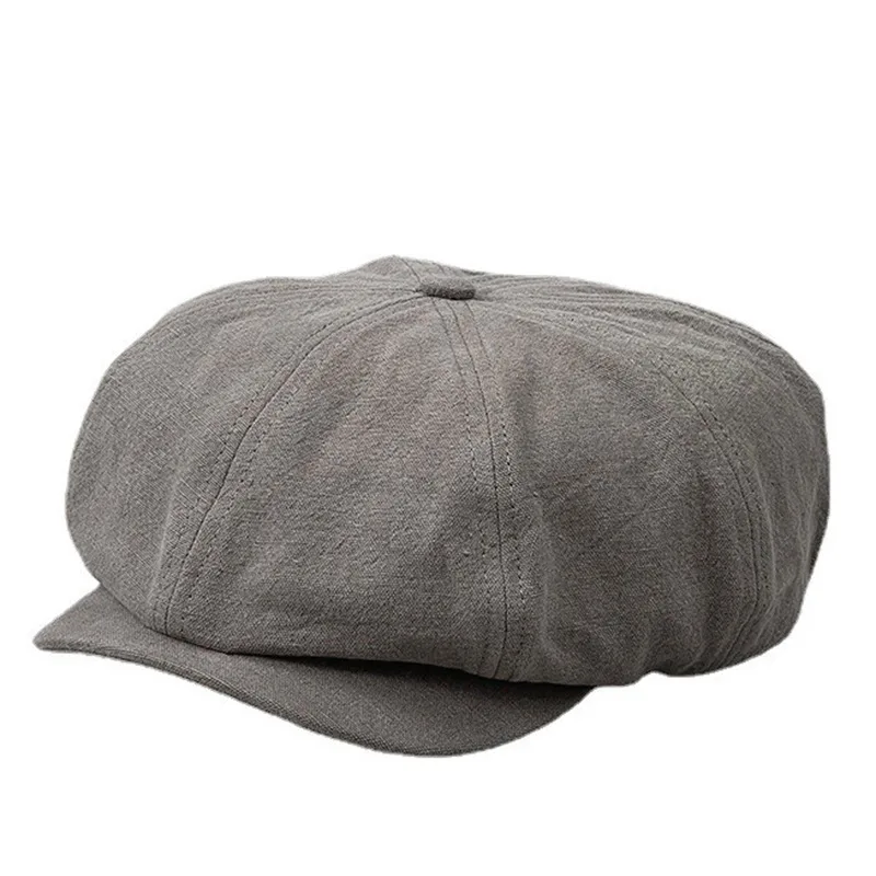 Men's Spring Summer Cotton Linen Newsboy Caps Big head 4XL Plus Size 63CM Unisex Casual Octagonal Cap British Retro Forward Hat - Image 6