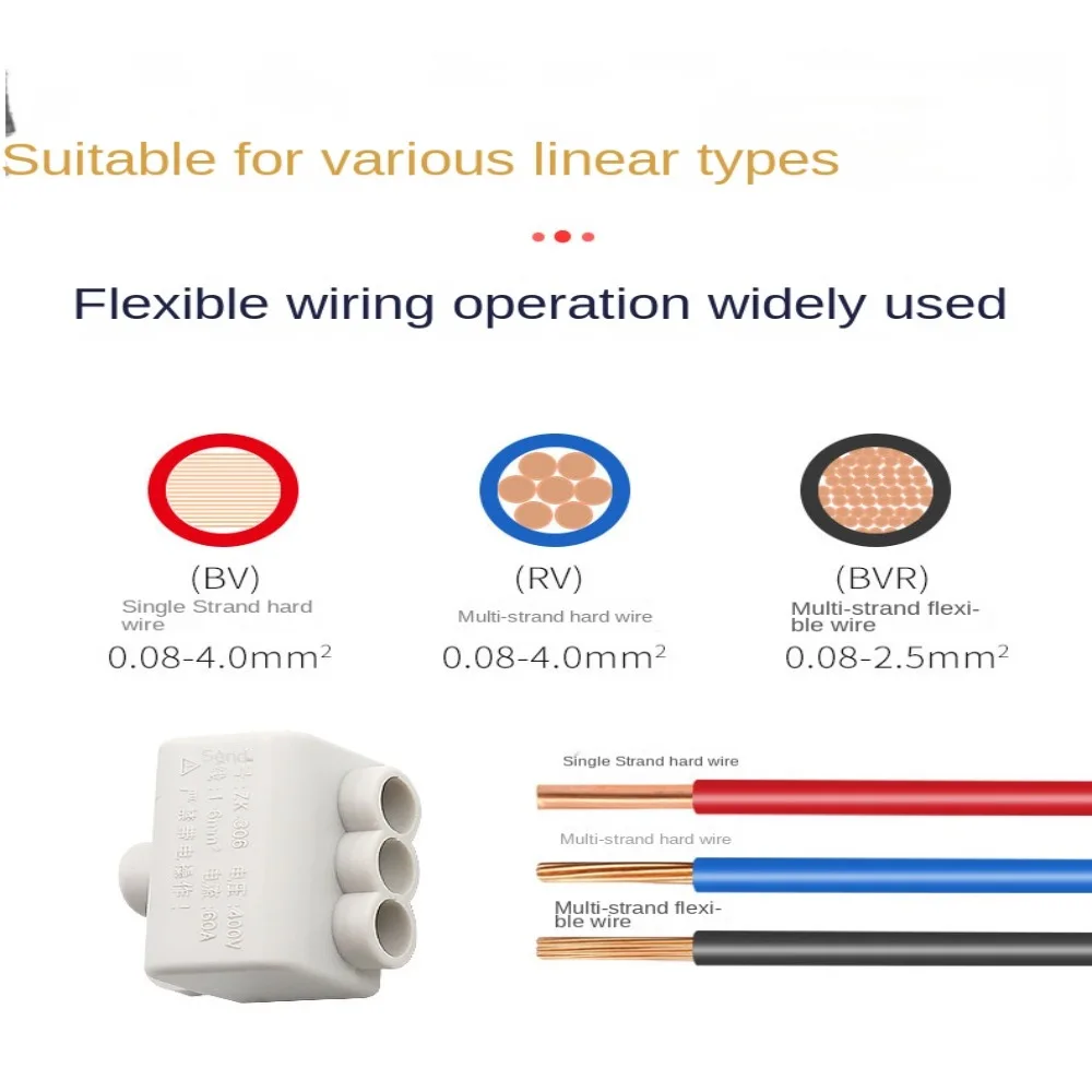 Description Picture 3 of itemHigh Power T-type Wiring Terminal Splitter Quick Wire Terminal Block Electrical Cable Junction Box ZK-M306 ZK-M406 Connectors