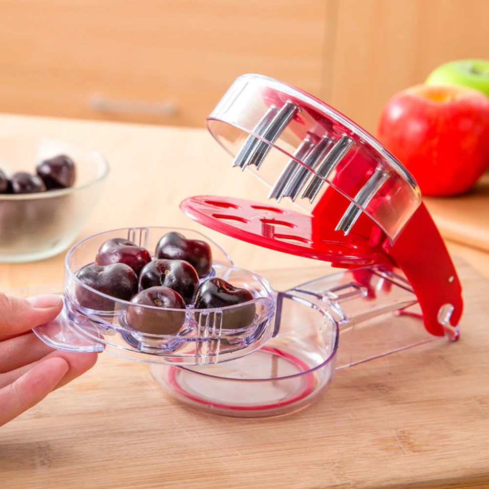 Cherry Pitter Pitting Tool Stainless Steel With 6 Groove Cherries Stoner Remover Fruit Space Saving Lock Kitchen Accessories