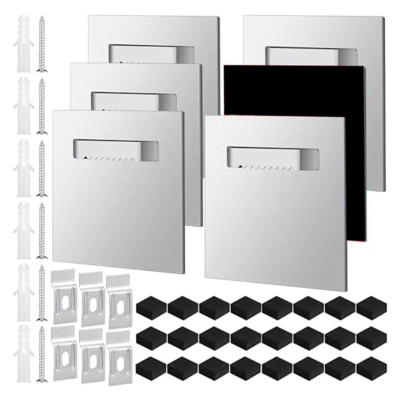 Y51A-6-Pack Self-Adhesive Clothes Hangers 8.0 X 8.0 Cm Hook Silver Metal For Mirrors And Hanging Art