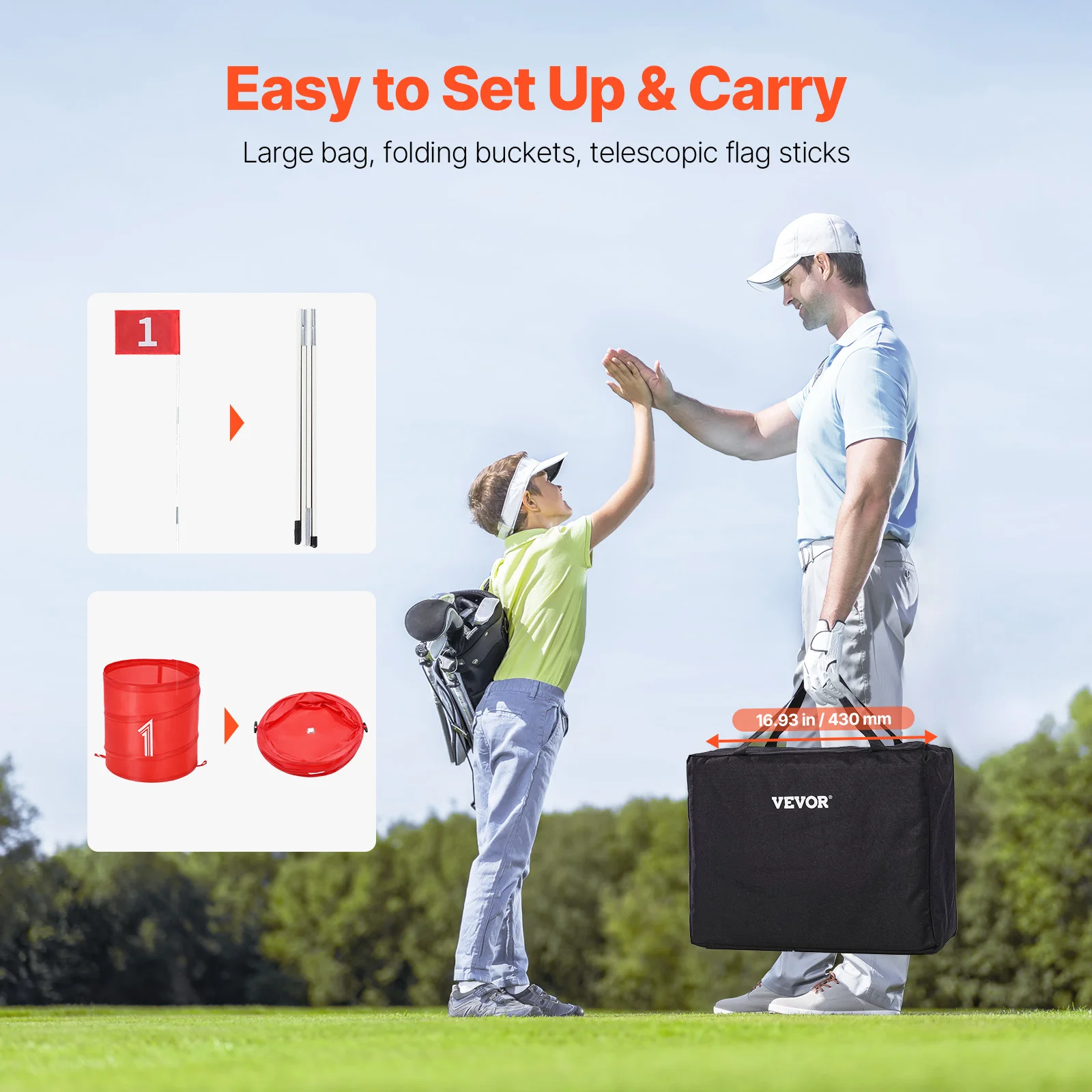 VEVOR 3/6/9 Hole Kids Backyard Golf Game Portable Bucket Golf Course Practice Chipping Games for Family Outdoor Yard Sports Toys 5