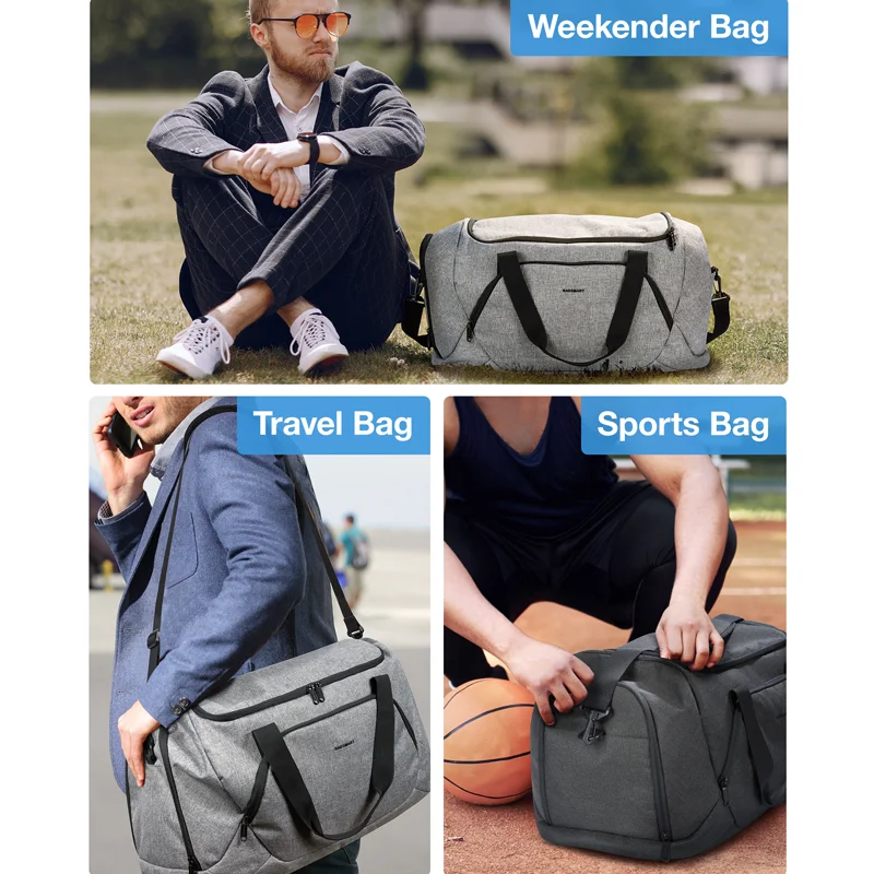 BAGSMART Large Tavel Duffle Bag,Overnight Bag with Shoe Compartment Carry On Bag with Multi-Pockets for Sports Gym Bag