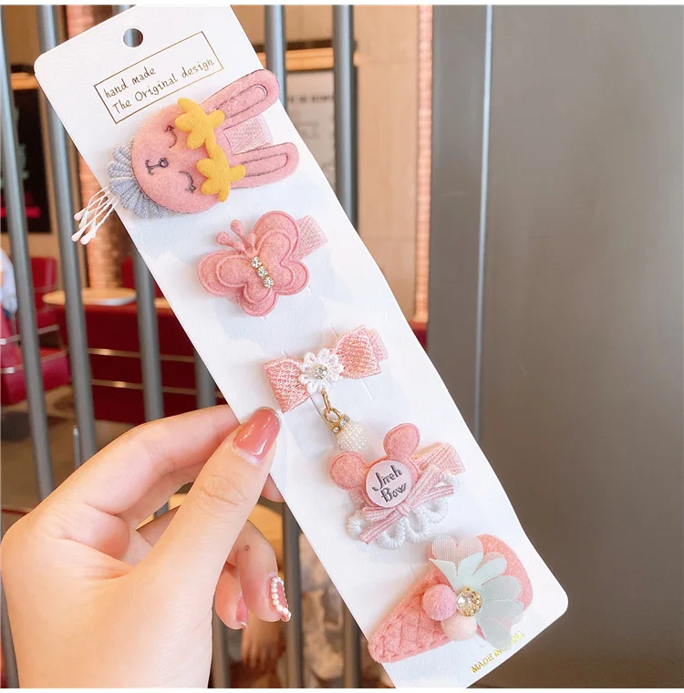 5pcs/lot Cute Kids Hair Pin Children's Hair Clip Set Bow Hairpin Infant Baby Headdress Fashion Birthday Gifts for Babies Girls baby stroller mosquito net Baby Accessories