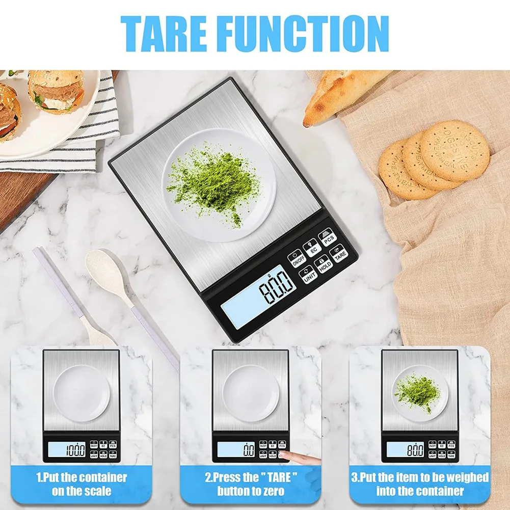 Digital Kitchen Scale,5Kg/0.01G Rechargeable Food Scale,High Precision Kitchen Weighing Scales with LCD Display