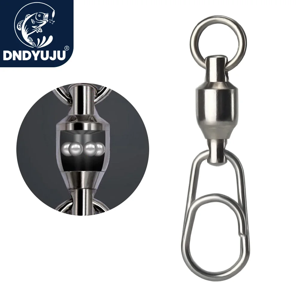 DNDYUJU-Pesca Rolamento Rolling Swivels, Aço Inoxidável, Oval Split Anéis, Enganchado Snap, Conector Isca Pesca, Acessórios, 30Pcs