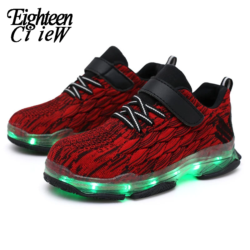 Size 25-37 Light Up Shoes 7 Colors Kid Luminous Sneakers Glowing Girls USB Charge LED Footwear Slippers | Детская одежда и обувь