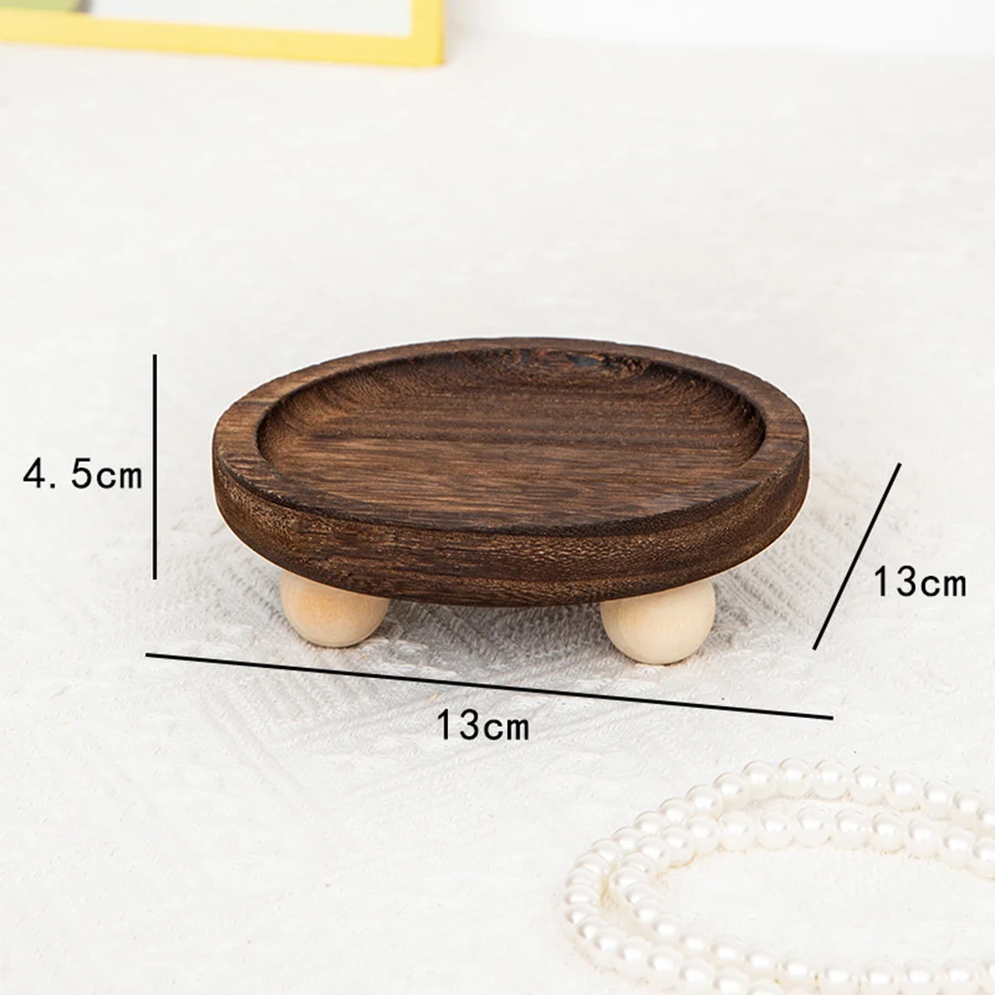 1pc Multi-functional Wooden Tray, Suitable for Aromatherapy, Key Storage, Etc. Elliptical Design